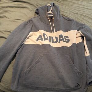 Adidas blue and White Hoodie Sweater